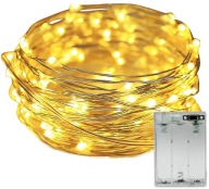 Drôtené svetlá 10m 100 LED svetiel na vianočný stromček AA Batérie teplá biela