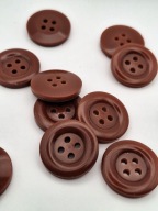 Tehlovohnedý klasický plastový gombík, 4 otvory, 25 mm, 2 kusy