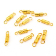 Otočná spona, skrutkovacia spona, mosadz, zlato, 14 mm, spona 7 x 3 mm, 10 kusov