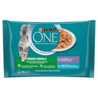 PURINA ONE VNÚTORNÉ KRMIVO PRE MAČKY Z TEĽACIEHO A TUNIAKA 4x85g