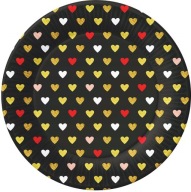 Papierové taniere so srdiečkami na Valentína, čierne