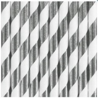 Narodeninová oslava so slamkami na pitie Silver Stripes 10ks