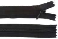 35 cm krytý špirálový zips, nerozopínateľný, čierny