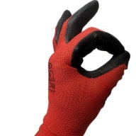 Pracovné rukavice STALCO BOZP do záhrady a garáže, polyester 8, červené