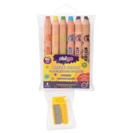 Sada jumbo pasteliek, hrubých, drevených, 6 farieb