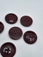 Plastový gombík, bordový, 4 dierky, 20 mm, 10 kusov