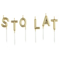 ZLATÉ NARODENINOVÉ SVIEČKY NA TORTU Nápis HAPPY YEARS OF GOLD k narodeninám
