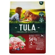 Suché krmivo pre kuracie a jahňacie mäso Tula. 300 g 0,3 kg 54 % mäsa, bez pridania obilnín