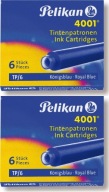 Náplne do plniacich pier Krátke náplne MODRÁ 6 KS Pelikan x2 bal