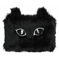 MEMORIS Fluffy Cat chlpatý peračník na zips, čierny