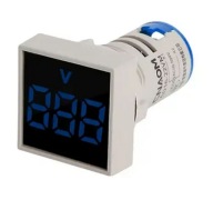 VOLTMETER 20-500VAC Štvorcový 29X29MM PANEL SKRUTKA MODRÁ