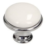 Nábytková kľučka GAMET GP19 chróm / porcelán WHT-0