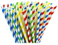 Eko slamené tyčinky 20cm 6mm pre prúžky cukrovej vaty Mix farieb 10ks.