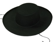VENDETTA ZORRO KOSTÝMOVÝ ČIAPOK, ČIERNA PLSTEŇ
