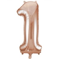 RUŽOVÉ ZLATO ČÍSLO BALÓNOVEJ FÓLIE ČÍSLO NARODENINY 1 ROK 1 XL 86 CM RUŽOVÉ ZLATO