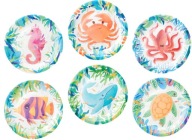 OCEAN papierové taniere morské živočíchy farebné narodeninové 18cm 6ks