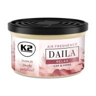 Vôňa do auta K2 DAILA RELAX v plechovke na domáce pačuli