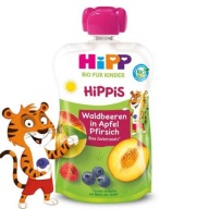 HiPP HiPPiS BIO Čučoriedka Jablko Peach Mousse