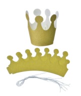 Papierové narodeninové čiapky, zlatá trblietka CROWN, detské narodeniny