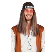 Hippie súprava vlasový náhrdelník s okuliarmi Pacific Party Retro
