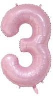 FÓLIOVÝ BALÓN ČÍSLO 3, SVETLO RUŽOVÝ, VEĽKÝ 100 cm