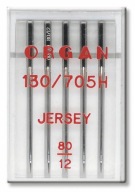 Organ Jersey poloploché strojové ihly, hrúbka 80