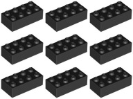 LEGO 3001 BRICK 2x4 čierna NOVINKA (20g) 9 ks.