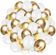 Balóny Communion Baptism Gold White Confetti 30 ks