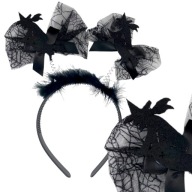 HALLOWEENská čelenka WITCH ON A METLA Black Witch Baba Yaga