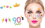 Nálepky Šperky Kryštály Dekorácia na tvár Disco 90. karnevalový ples