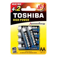 6x alkalické batérie TOSHIBA FINGERS LR6 AA