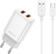 JELLICO EU02 12W napájací zdroj nabíjačka 2xUSB 2,4A + USB-C kábel 1m