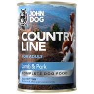 John Dog Country Line mokré krmivo jahňacie a bravčové mäso 400 g