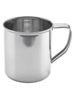 OCELOVÝ TURISTICKÝ hrnček NA KÁvu A ČAJ 9 cm s uškom 400 ml strieborný 0,4 L