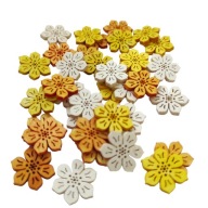 Drevené mini FLOWERS jarný mix farieb 36 ks scrapki