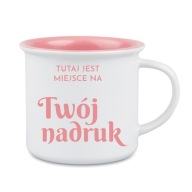 Retro keramický hrnček, 250 ml, s ľubovoľnou potlačou, vnútro ružové