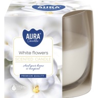 Vonná sviečka v skle BISPOL Aura 24H WHITE FLOWERS