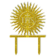 CAKE TOPPER plexi GOLD glitter COMMUNION hostia