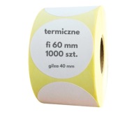 60 mm okrúhle BIELE TERMÁLNE etikety fi60 ZEBRA 1000 ks ŽLTÁ PODKLAD