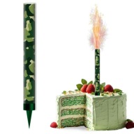 ZELENÁ torta fontána svetlice dekorácia na tortu SOLDIER CAMO 18 cm