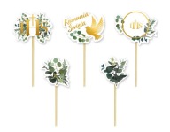 Toppery SVÄTÉ prijímanie IHS PIKERY ozdoby ozdoby na tortu muffiny 5 ks