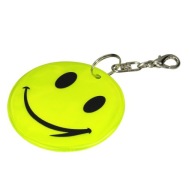 REFLEXNÁ KĽÚČENKA S KRABÍNOU OKRUHÁ USMIEVAJÚCA TVÁR HAPPY ŽLTÁ