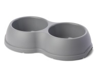Dvojitá plastová miska pre psov a mačky L, 1,2L, šedá, 35x20cm,