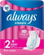 VŽDY CLASSIC MAXI Hygienické vložky s krídelkami A'9