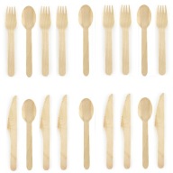 Príborové vidličky jednorazové nože WOODEN ECO x18