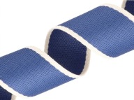 Páska, opasok 38 mm, bavlnený popruh, krémový prúžok - denim