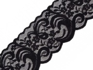 OZDOBNÁ ČIPKA 8CM, ELASTICKÁ, ČIERNA