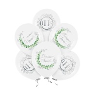 IHS balóniky na sväté prijímanie biele strieborné 30 cm, sada 6 ks