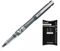 Guľôčkové pero pre 0,5mm náplň PILOT V5 + ČIERNE náplne 1+3