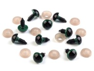 Oči pre maskotov 12mm zelené a čierne 10 ks.
